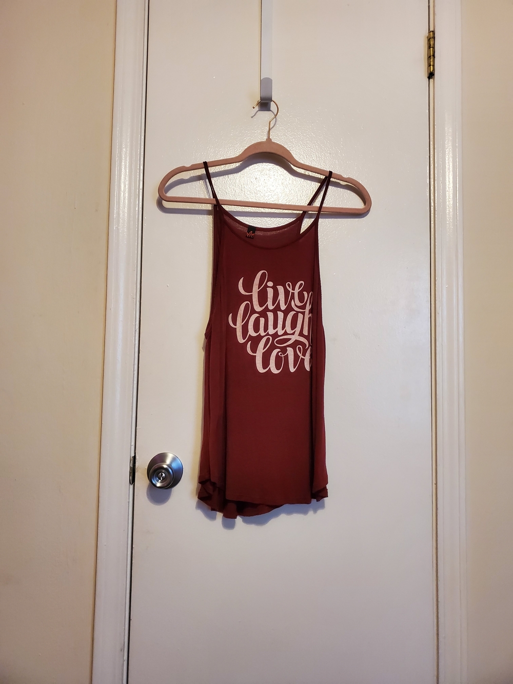 Live Laugh Love Women's Burgundy Tank Top